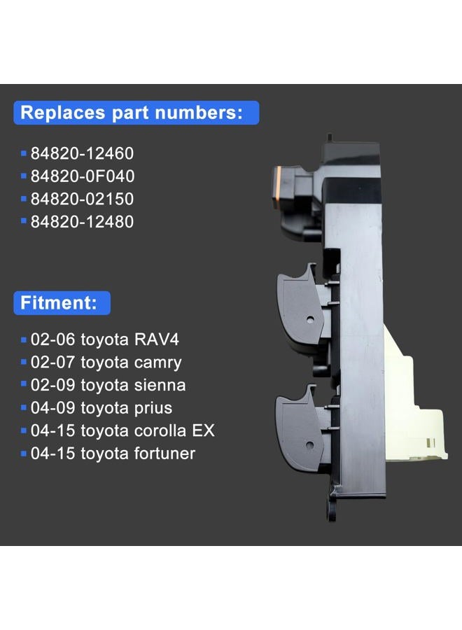 BELGEMAY Driver-Side Window Switch - 84820-12480/12460/0F040/02150 - Fits 02-15 Toyota Corolla EX/Prius/RAV4/Camry/Sienna/Fortuner (One-Touch, White LED) - W/Tool, 1-Year Warranty​ - Image 4