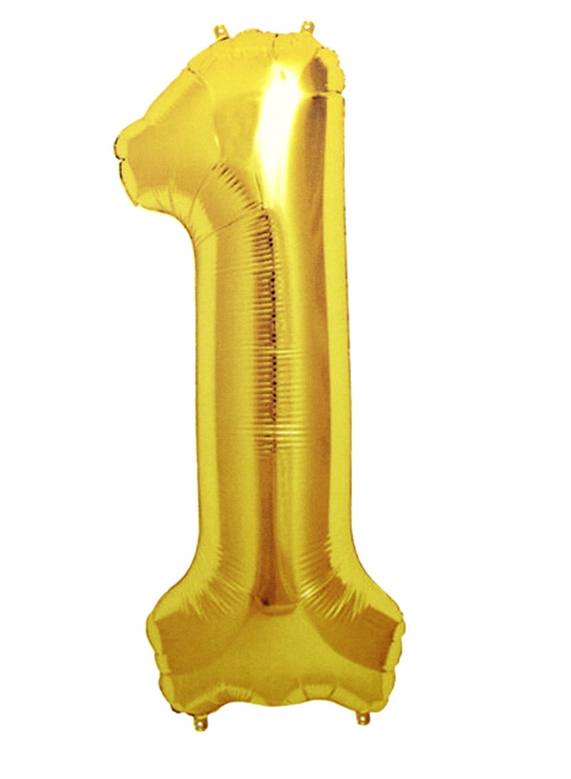 PARTY FUN Foil Number Balloon 16" No.1 Golden Color  - Image 1