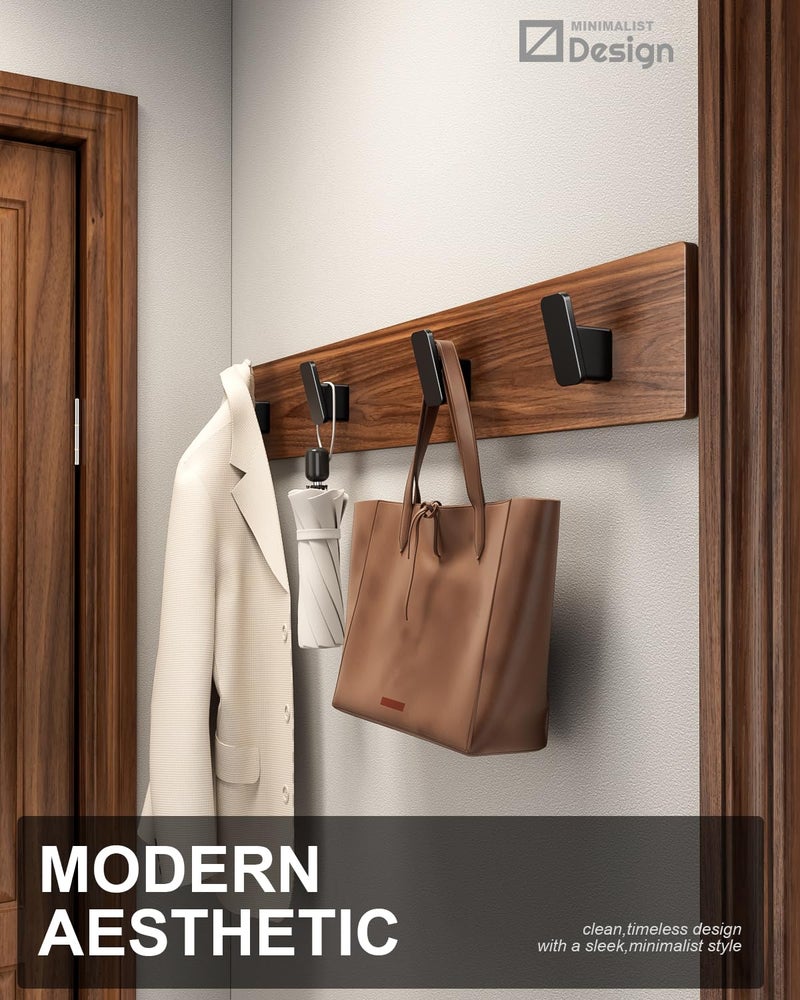 RIVAMBER 4-Pack Matte Black Towel Hook for Bathroom, Robe Coat Hook, Heavy Duty Wall Hooks for Hanging Bag Hat Mudroom Bedroom Shower Closet, Drill in Hanger Mount with Screw, Holder Back of Door Outdoor - Image 2