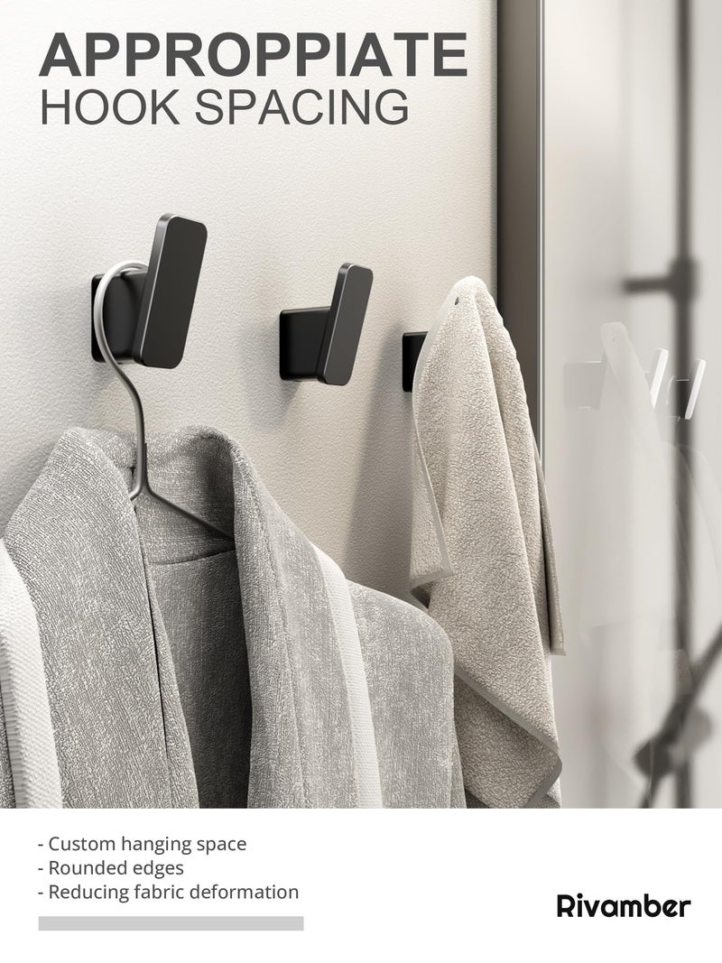 RIVAMBER 4-Pack Matte Black Towel Hook for Bathroom, Robe Coat Hook, Heavy Duty Wall Hooks for Hanging Bag Hat Mudroom Bedroom Shower Closet, Drill in Hanger Mount with Screw, Holder Back of Door Outdoor - Image 3