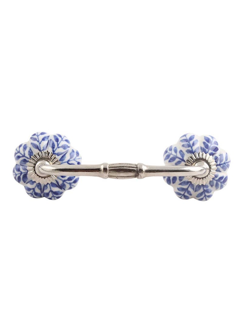 Indian-Shelf IndianShelf 1 Pack Ceramic Drawer Handles for Cabinets and Drawers Blue Dresser Pulls for Door Silver Hardware 8 Hole to Hole BH104MCK07 