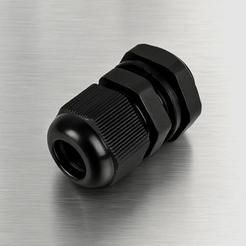 MGI SpeedWare 1/2" NPT Strain Relief Nylon Cord Grip Cable Glands, Black Plastic Grommet 5-Pack - Image 2