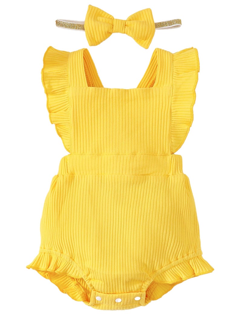 Fullfamous Newborn Baby Girl Clothes Outfits Romper Spring Summer Clothing Onesie Bodysuit Jumpsuit ropa de bebe niÃ±a Yellow Newborn - Image 1