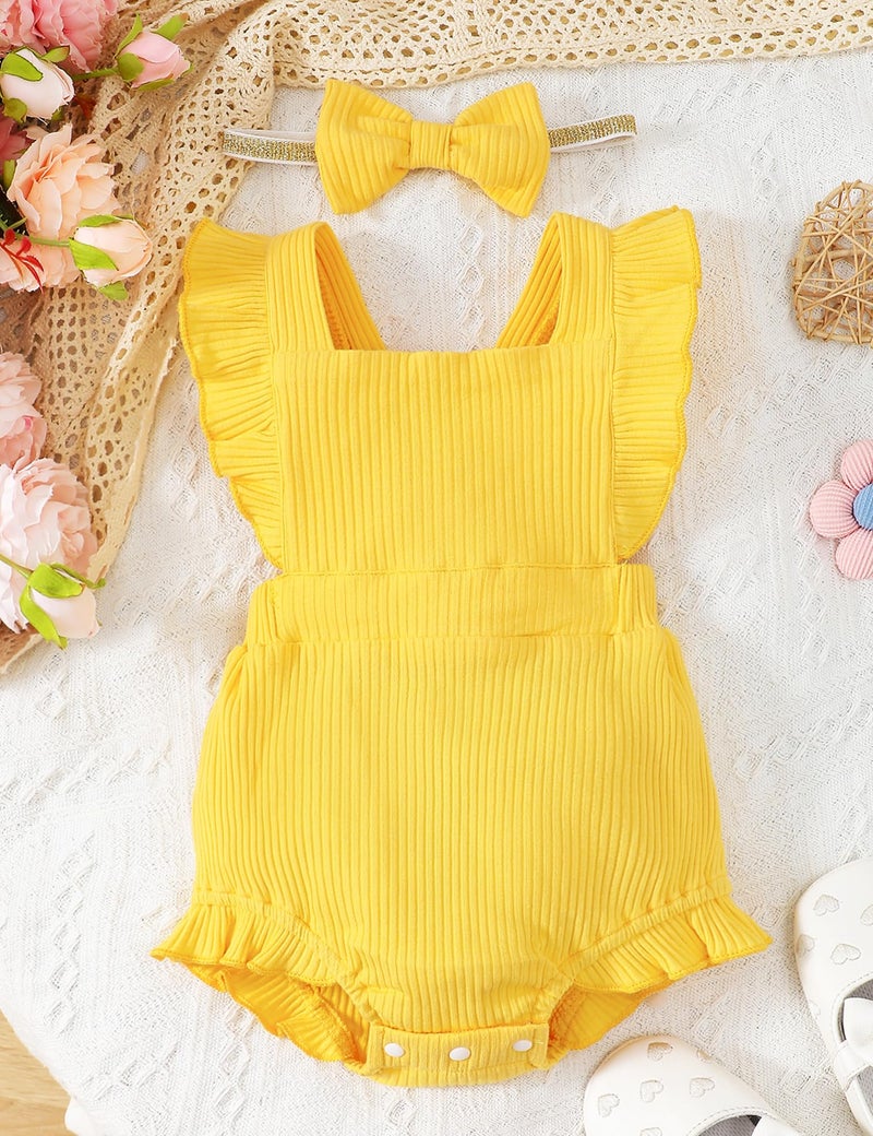 Fullfamous Newborn Baby Girl Clothes Outfits Romper Spring Summer Clothing Onesie Bodysuit Jumpsuit ropa de bebe niÃ±a Yellow Newborn - Image 2