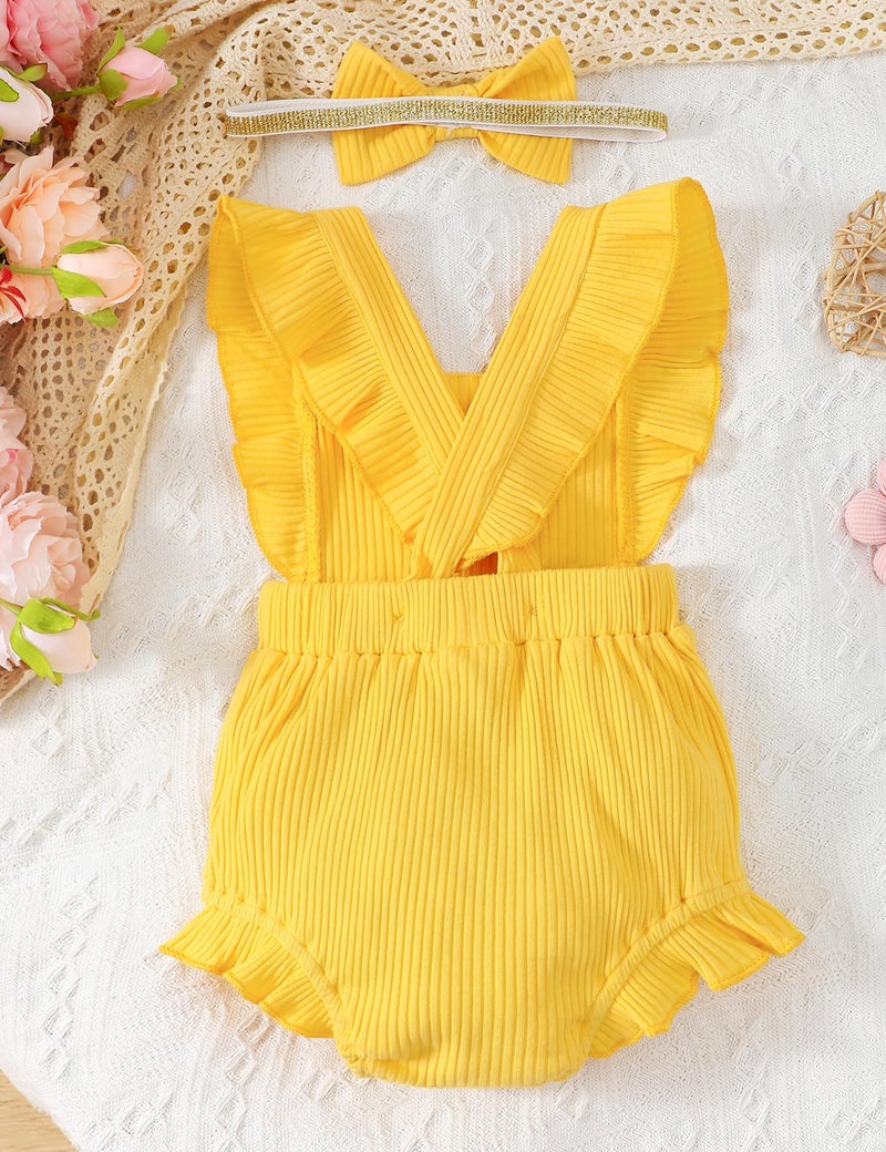 Fullfamous Newborn Baby Girl Clothes Outfits Romper Spring Summer Clothing Onesie Bodysuit Jumpsuit ropa de bebe niÃ±a Yellow Newborn - Image 3