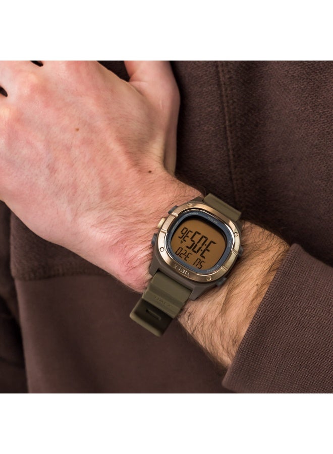 تيميكس ساعة TIMEX النسائية بهيكل من الراتنج البني وسوار سيليكون بني - Image 2