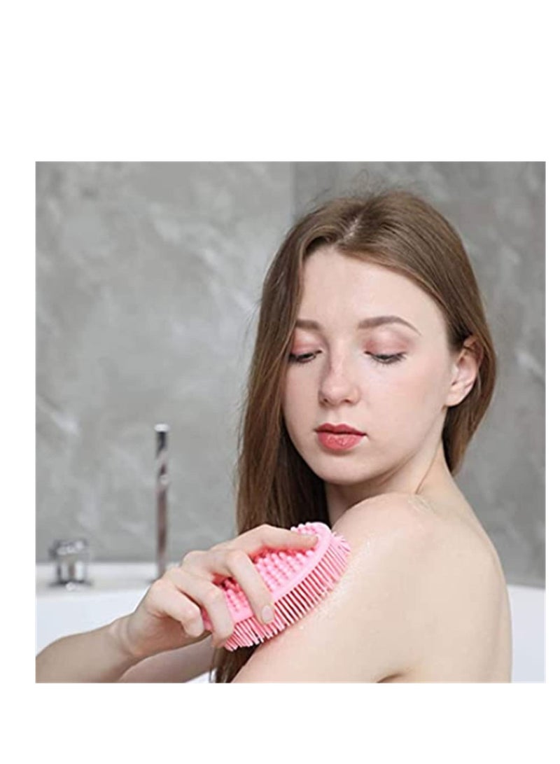 Silicone Bath Brush Loofah Body Brush Soft Rubber Loofahs, Sponge Scrubber Brush Back Scrubber Bath Shower Kit Body Soft Exfoliating Loofa Brush for Spa Wet and Dry Brushing Shower 2 Pcs