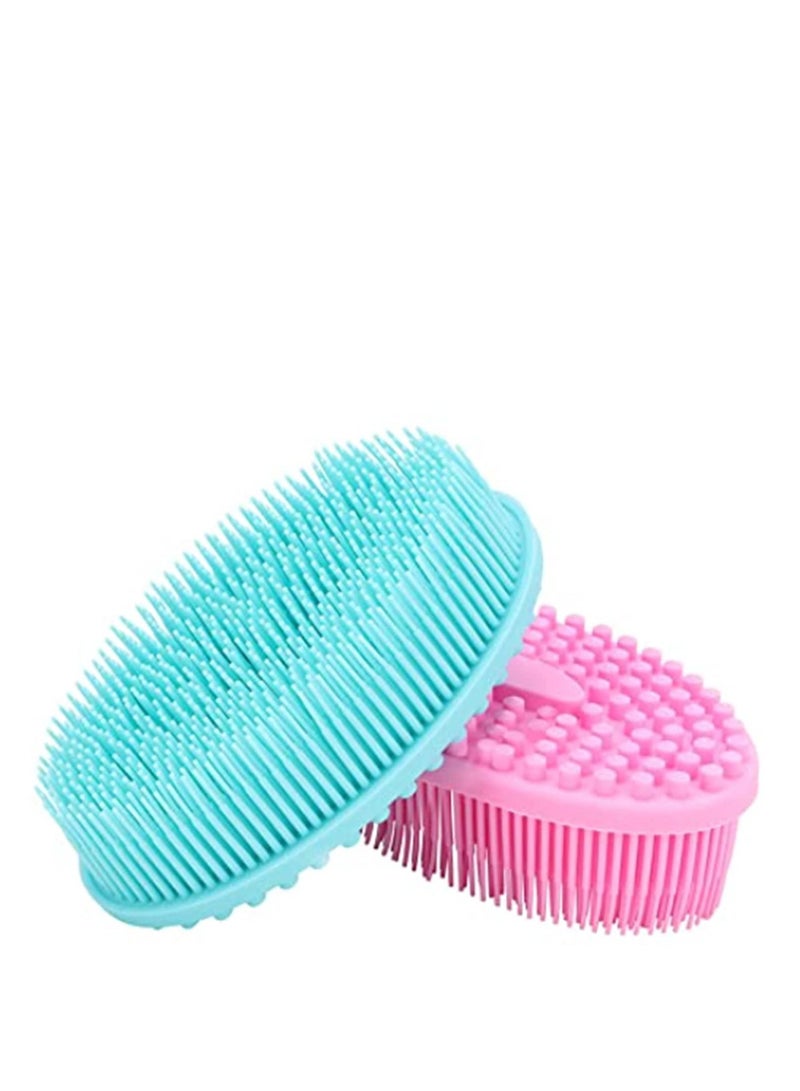 Silicone Bath Brush Loofah Body Brush Soft Rubber Loofahs, Sponge Scrubber Brush Back Scrubber Bath Shower Kit Body Soft Exfoliating Loofa Brush for Spa Wet and Dry Brushing Shower 2 Pcs