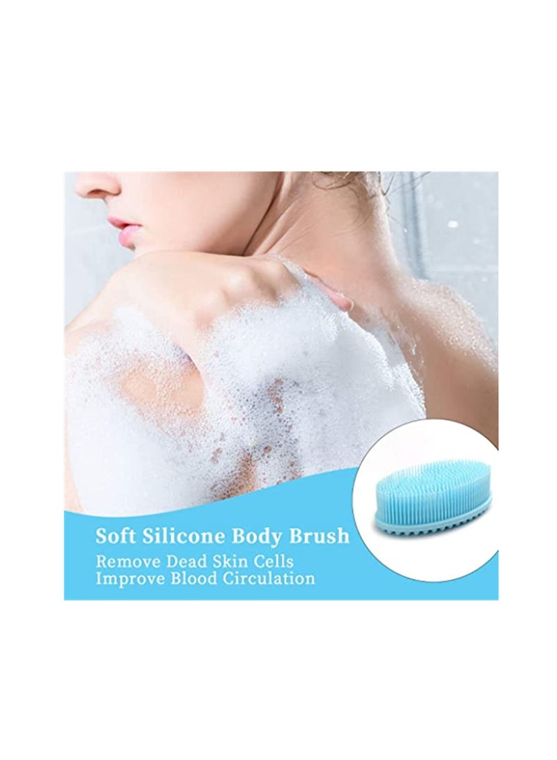 Silicone Bath Brush Loofah Body Brush Soft Rubber Loofahs, Sponge Scrubber Brush Back Scrubber Bath Shower Kit Body Soft Exfoliating Loofa Brush for Spa Wet and Dry Brushing Shower 2 Pcs
