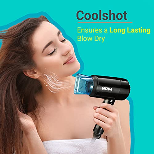 Nova NHP 8105 1200 Watts Hot & Cold Foldable Hair Dryer for Women (Black) - Image 4