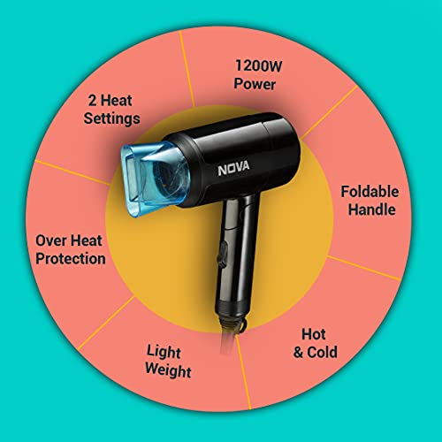 Nova NHP 8105 1200 Watts Hot & Cold Foldable Hair Dryer for Women (Black) - Image 5