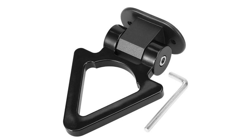 AutoBizarre Car Dummy Tow Hook Bumper Tow Hook 180 Degree Adjustable Self-Adhesive V-Shaped Triangle Shaped Vehicle Towing Hook for Car Decoration Universal for All Cars, SUV (Black) - Image 1