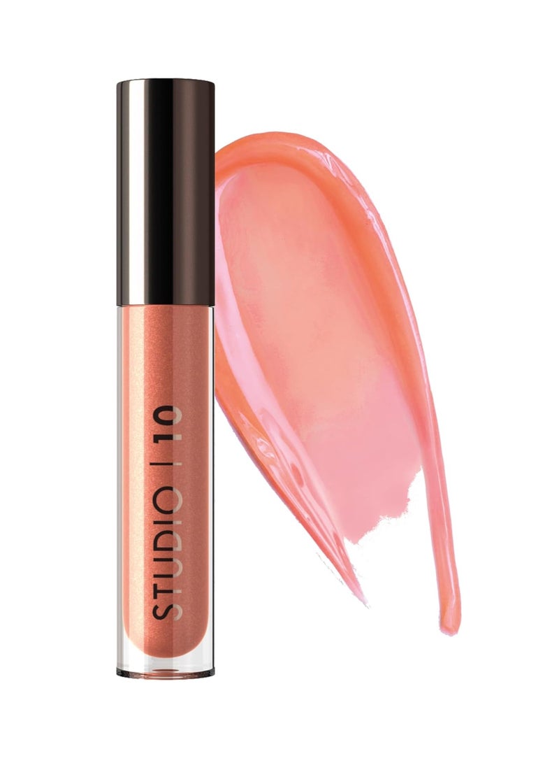 Studio 10 Lip Perfecting Balm Gloss Triple Action Hydrating Tinted Lip Balm and Gloss Ultimate Lip Treat for Hydrated Luscious Lips Wearable Peach Shade - Image 1