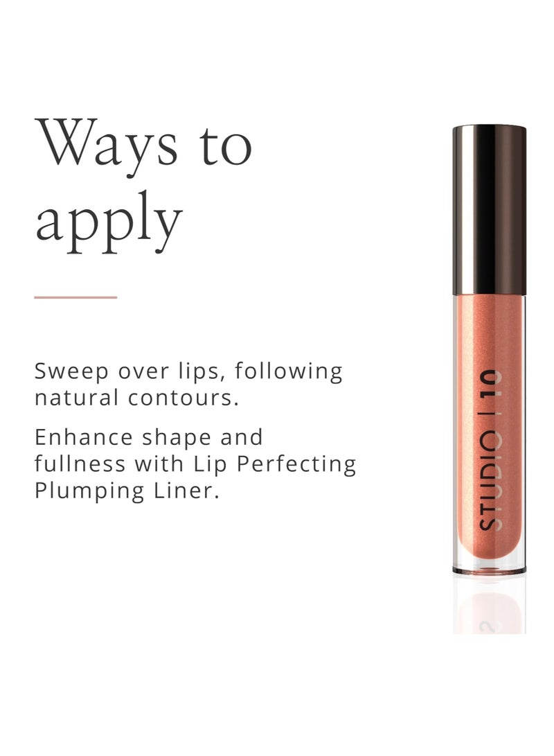 Studio 10 Lip Perfecting Balm Gloss Triple Action Hydrating Tinted Lip Balm and Gloss Ultimate Lip Treat for Hydrated Luscious Lips Wearable Peach Shade - Image 2