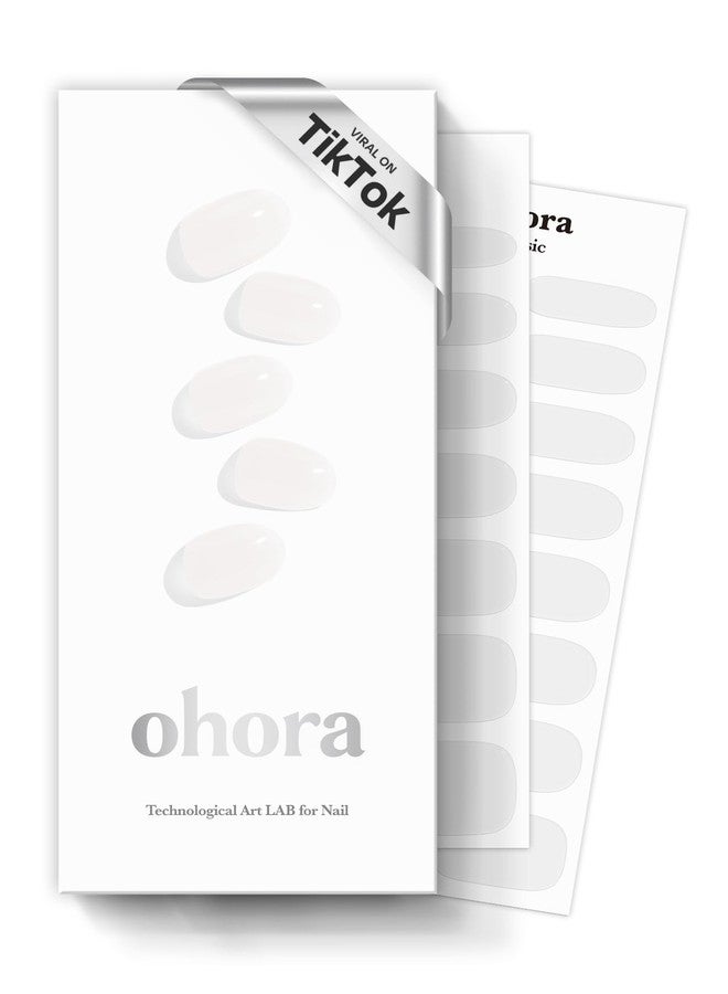 ohora Semi Cured Gel Nail Strips (N Bare Crystal) - Works with Any Lamps, Salon-Quality, Long Lasting, Easy to Apply & Remove - Includes 2 Prep Pads, Nail File & Wooden Stick - Image 1
