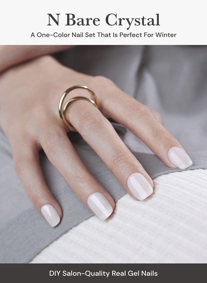 ohora Semi Cured Gel Nail Strips (N Bare Crystal) - Works with Any Lamps, Salon-Quality, Long Lasting, Easy to Apply & Remove - Includes 2 Prep Pads, Nail File & Wooden Stick - Image 2