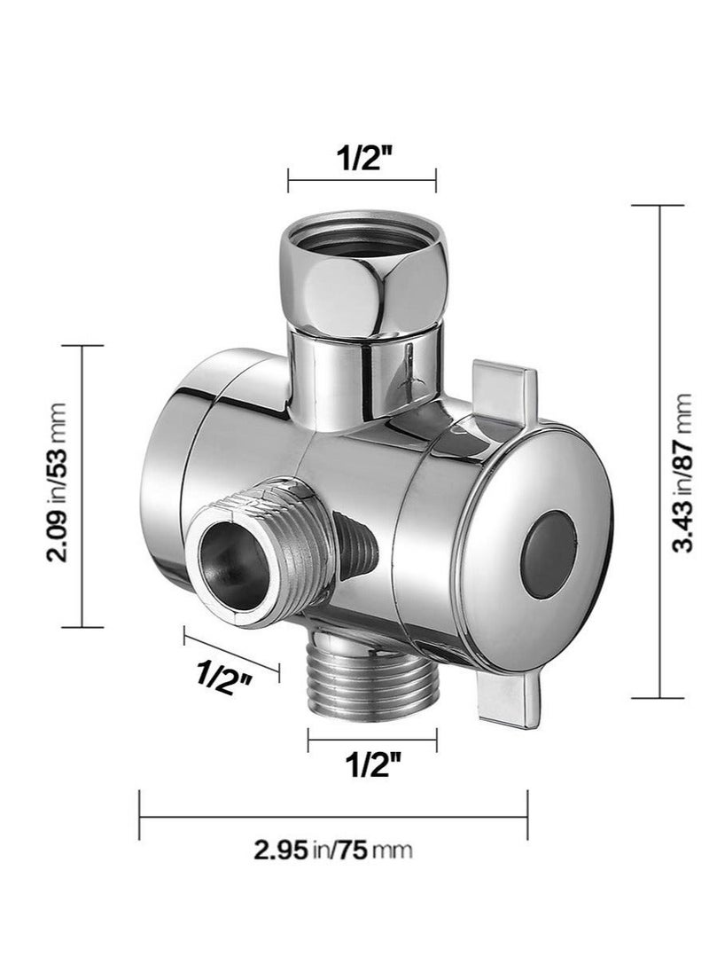 Generic - Shower Arm, Universal Bathroom System Component Replacement Part, G 1/2 3-Way T-adapter, Suitable for Handheld Shower Head and Fixed Spray Head (Chrome) - Image 1