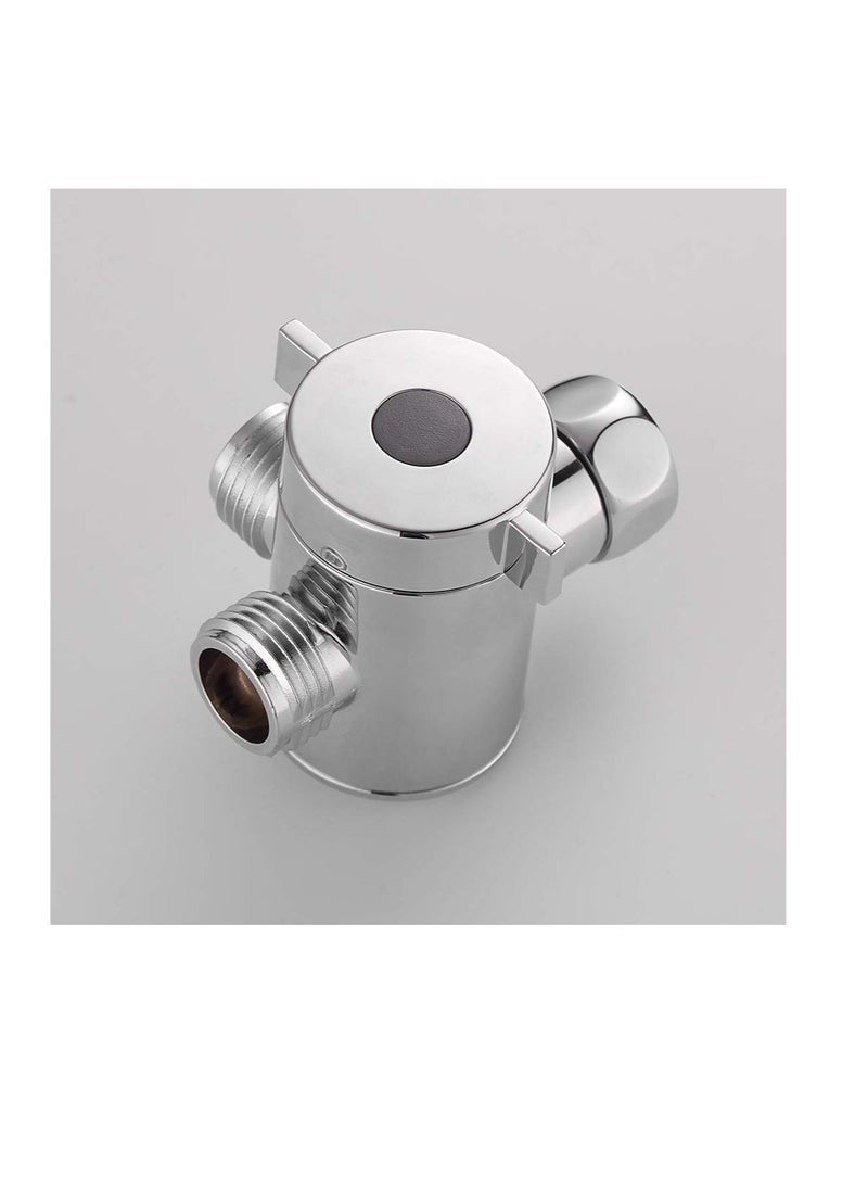 Generic - Shower Arm, Universal Bathroom System Component Replacement Part, G 1/2 3-Way T-adapter, Suitable for Handheld Shower Head and Fixed Spray Head (Chrome) - Image 1