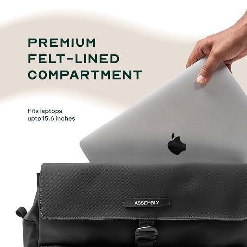 THE ASSEMBLY Assembly 15.6 inch Laptop Messenger Bag for Men & Women, Water-Resistant Polyester & Lightweight Shoulder Bag with Padded Compartments & Multiple Pockets. - Image 3
