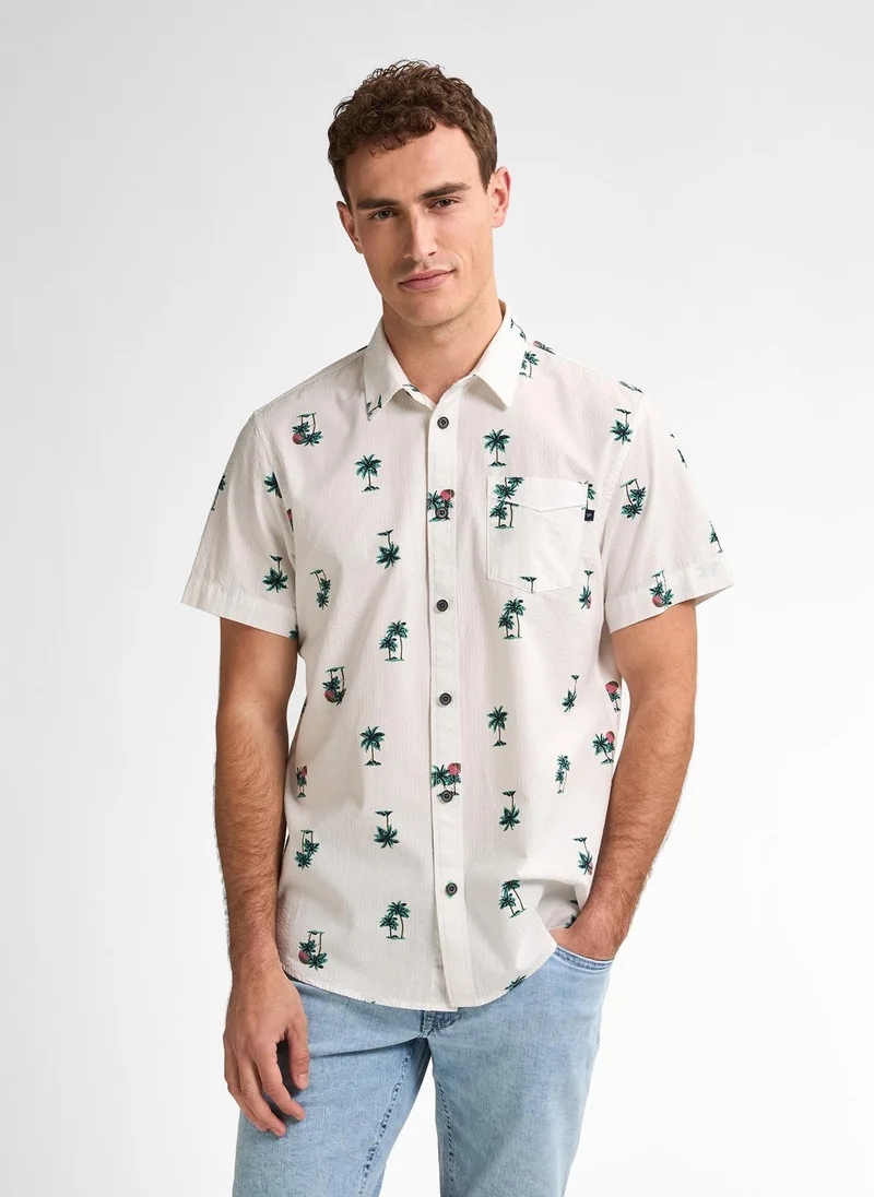 بترول اندستريز قميص رجالي قصير الأكمام بطبعة كاملة