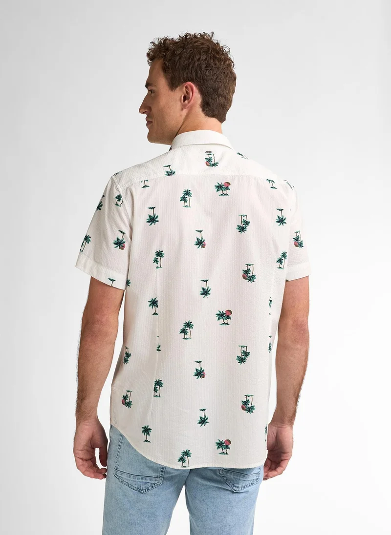 بترول اندستريز قميص رجالي قصير الأكمام بطبعة كاملة