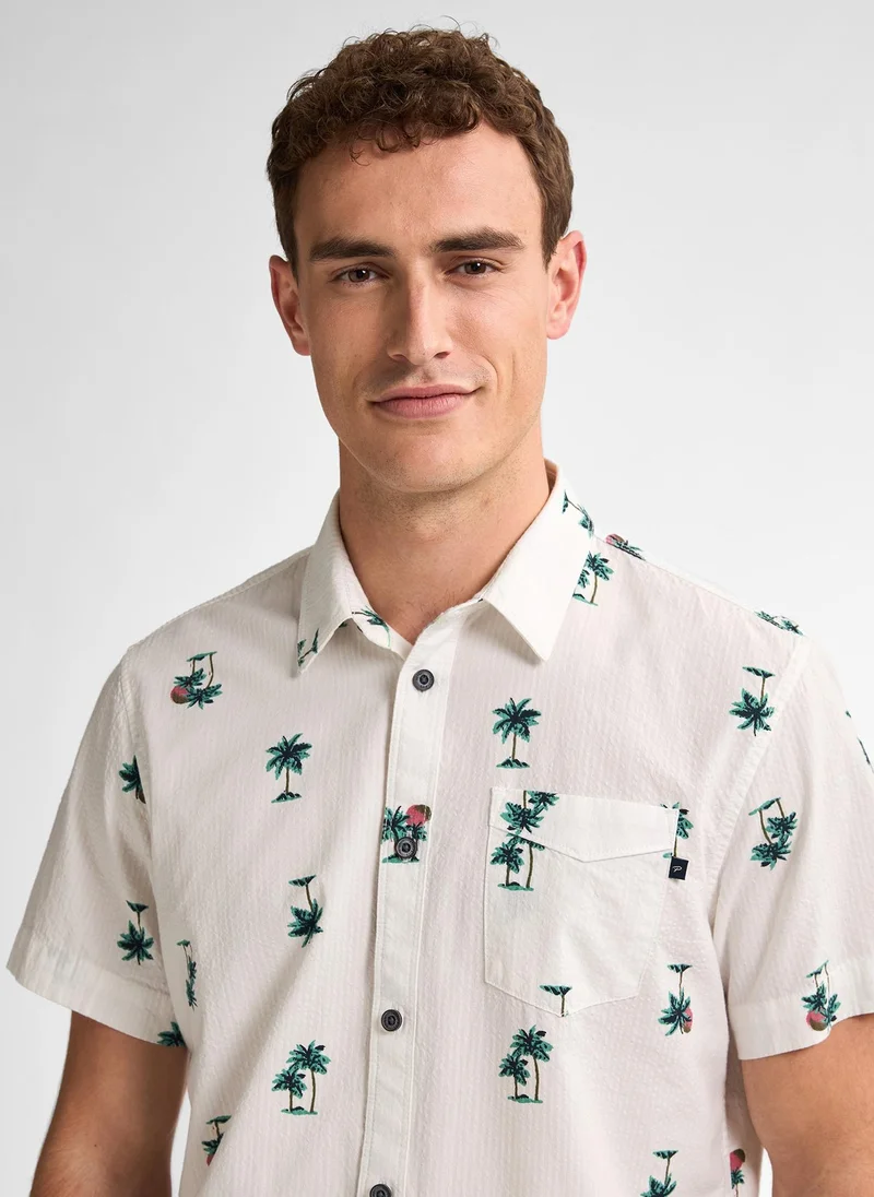 بترول اندستريز قميص رجالي قصير الأكمام بطبعة كاملة