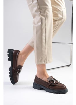 Mio Gusto Suzi Brown Thick Soled Women's Loafer Shoes  - Image 2
