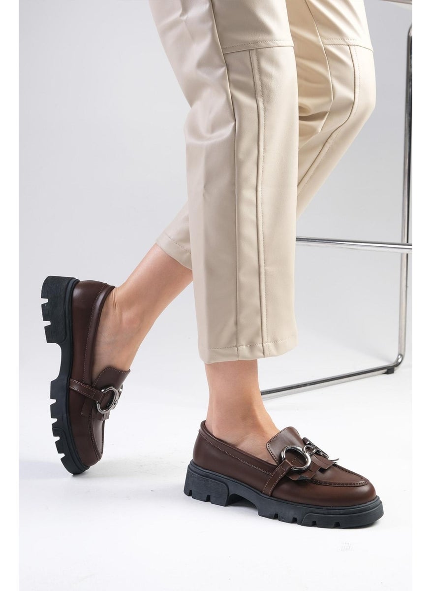 Mio Gusto - Suzi Brown Thick Soled Women's Loafer Shoes - Image 1