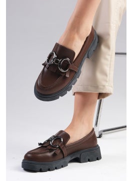 Mio Gusto Suzi Brown Thick Soled Women's Loafer Shoes  - Image 1