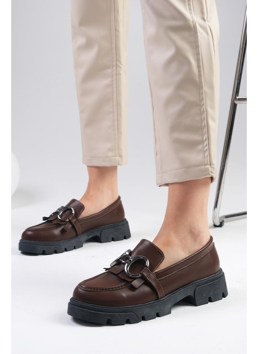 Mio Gusto - Suzi Brown Thick Soled Women's Loafer Shoes - Image 1
