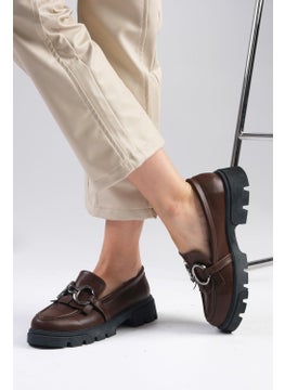 Mio Gusto Suzi Brown Thick Soled Women's Loafer Shoes  - Image 3