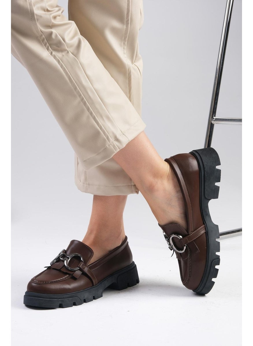 Mio Gusto - Suzi Brown Thick Soled Women's Loafer Shoes - Image 1