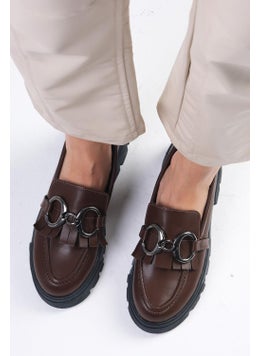 Mio Gusto Suzi Brown Thick Soled Women's Loafer Shoes  - Image 5