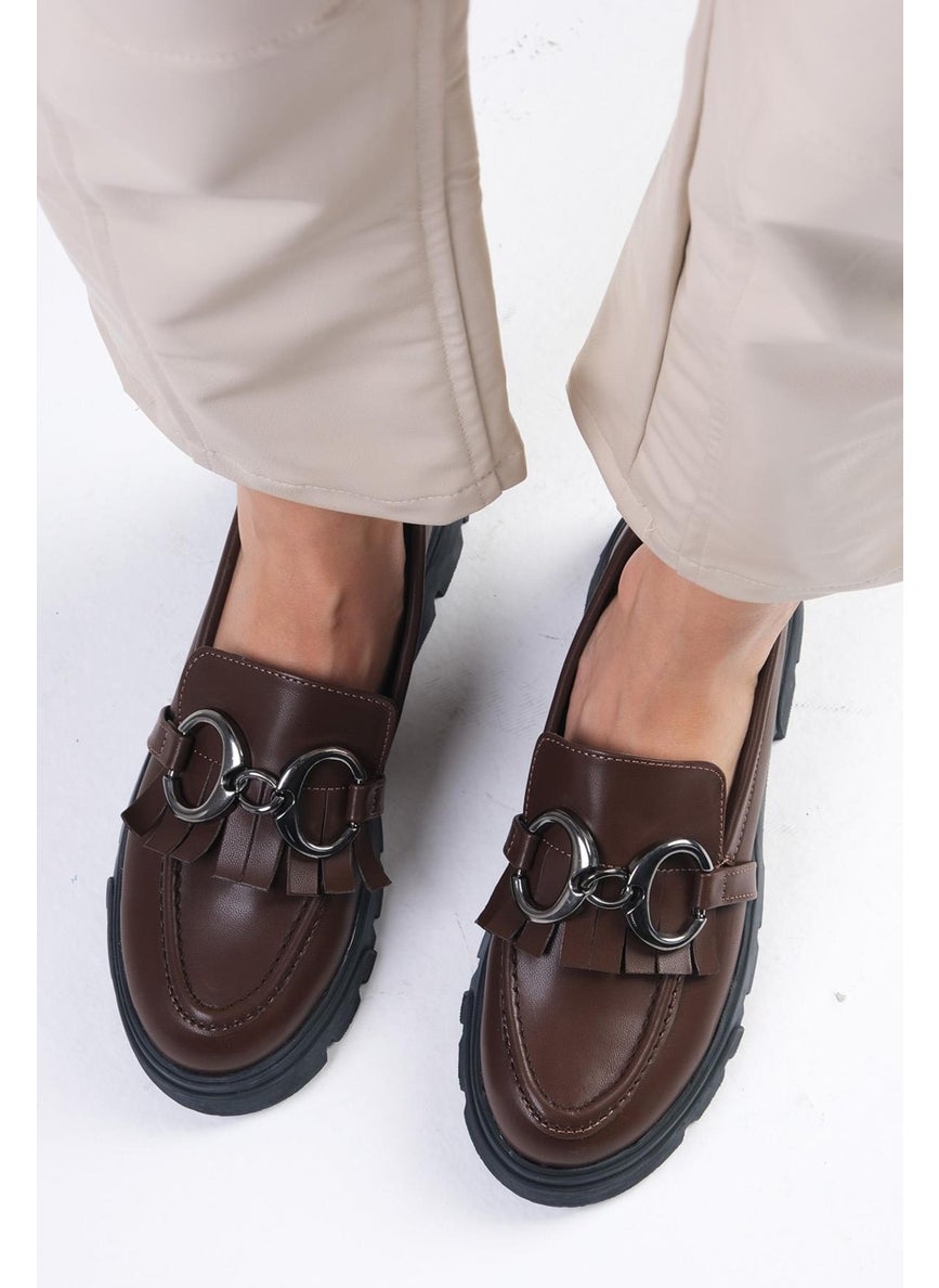 Mio Gusto - Suzi Brown Thick Soled Women's Loafer Shoes - Image 1
