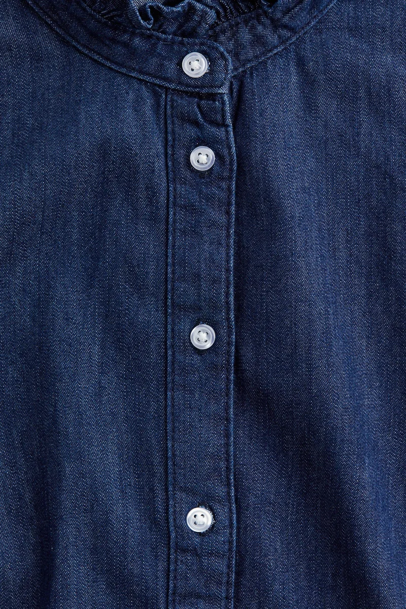 H&M Frill-Trimmed Denim Blouse