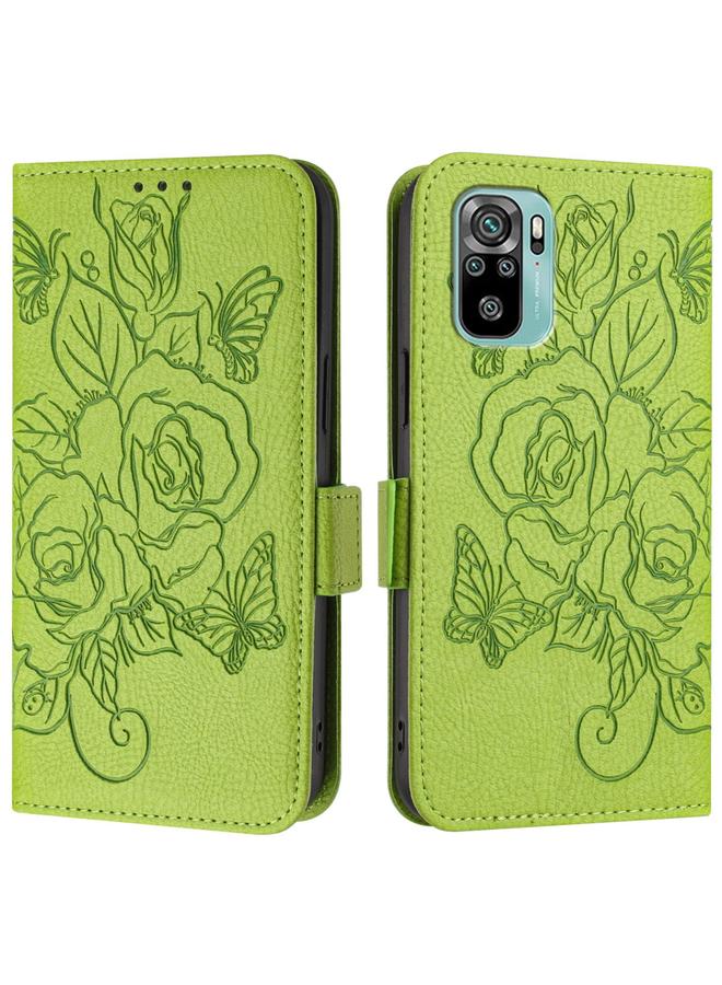 S-TOP Case For Redmi Note 10 4G / Note 10S 4G Embossed Rose RFID Anti-theft Leather Phone Case - Image 2