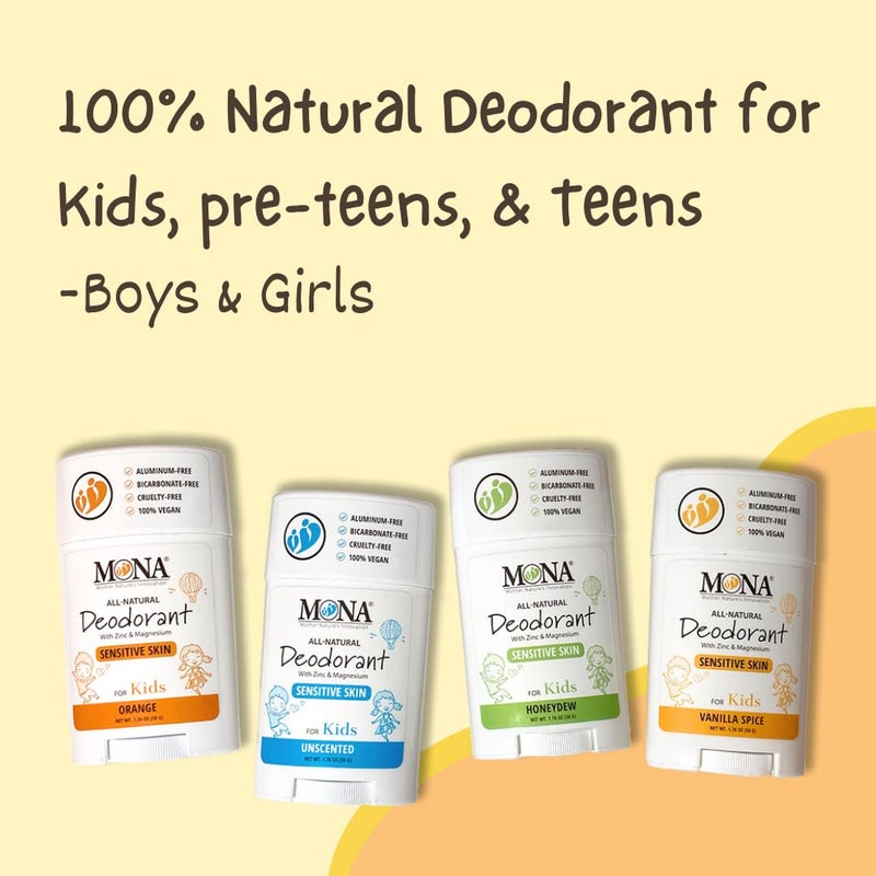 MONA Vanilla Spice Natural Deodorant for Kids, Preteens & Teens, Aluminum Free, Gluten and Baking Soda Free, Gentle for Sensitive Skin, Vegan and Cruelty Free Kids Deodorant Stick (1.76 Oz) - Image 5