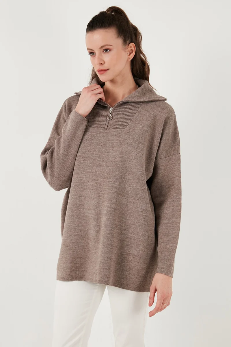 Lela Half Zipper Oversize Knitwear Sweater Women's Sweater 4616079Y
