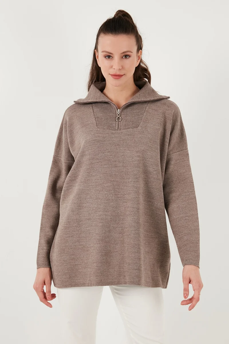 Lela Half Zipper Oversize Knitwear Sweater Women's Sweater 4616079Y