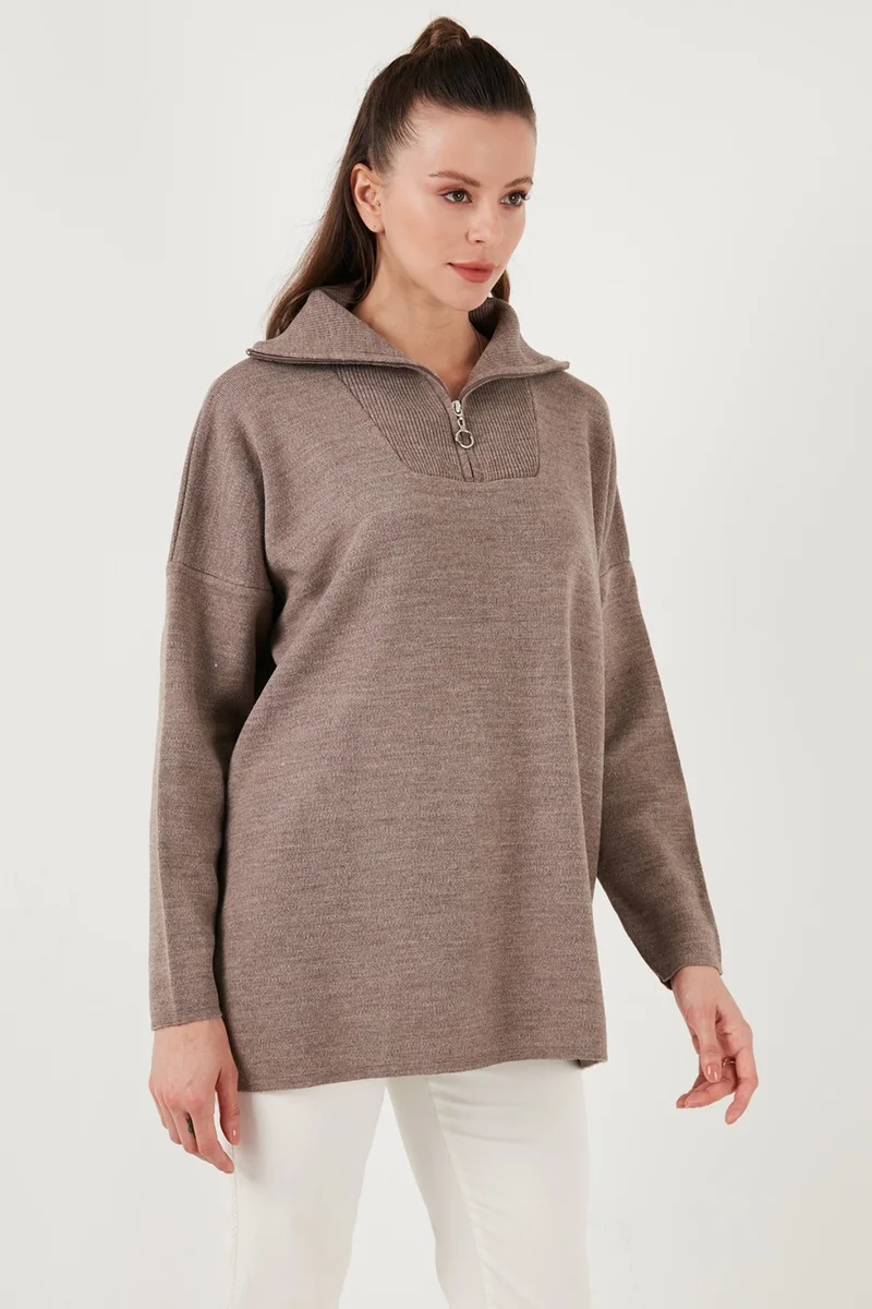 Lela Half Zipper Oversize Knitwear Sweater Women's Sweater 4616079Y