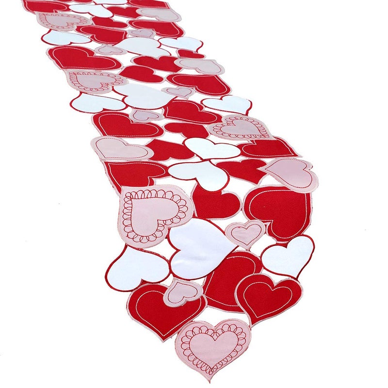 Simhomsen Large Embroidered Love Heart Table Runner Wedding Anniversary Marriage Proposals Engagements Romantic Events or Parties 135  120 inches