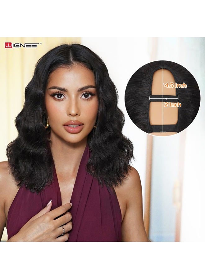 WIGNEE U Part Human Hair Wig 100% Brazilian Hair U Part Wig 4.5 CM Deep U Part Wig Human Hair 14 Inch Lightweight U Part Wigs For Black Women Natural Blend Beginner Friendly - Image 3