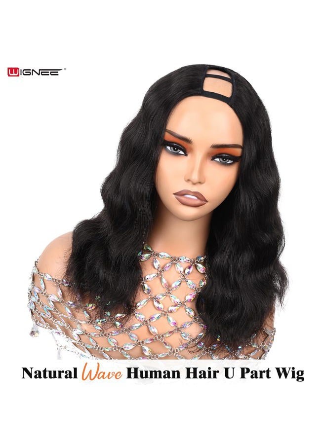 WIGNEE U Part Human Hair Wig 100% Brazilian Hair U Part Wig 4.5 CM Deep U Part Wig Human Hair 14 Inch Lightweight U Part Wigs For Black Women Natural Blend Beginner Friendly - Image 2