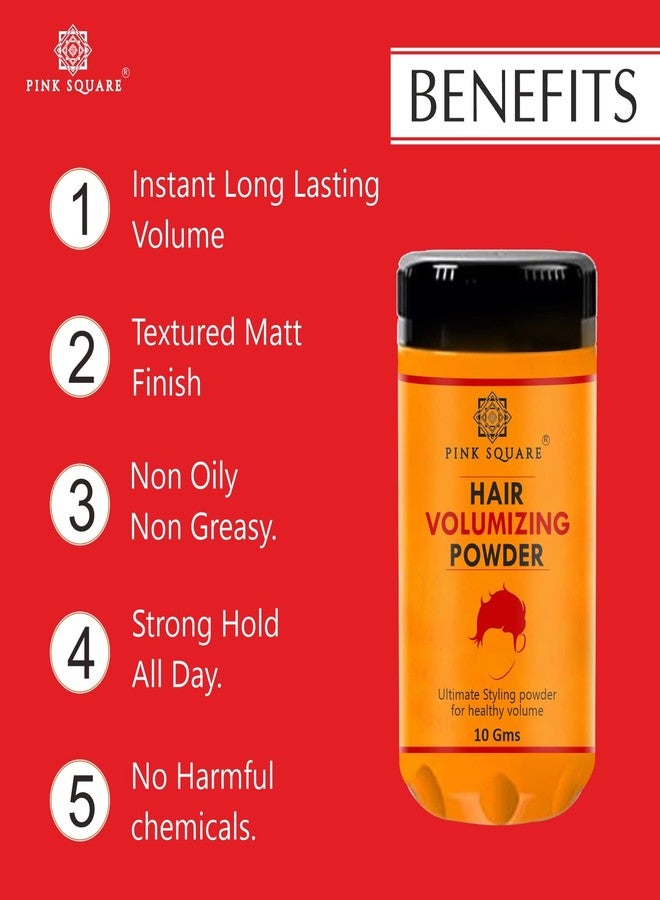 Pink Square Hair Volumizing Powder with Matte Finish 24 Hrs Hold Natural and Safe for All Types of Hair Pack of 1 of 10 Gms - Image 3