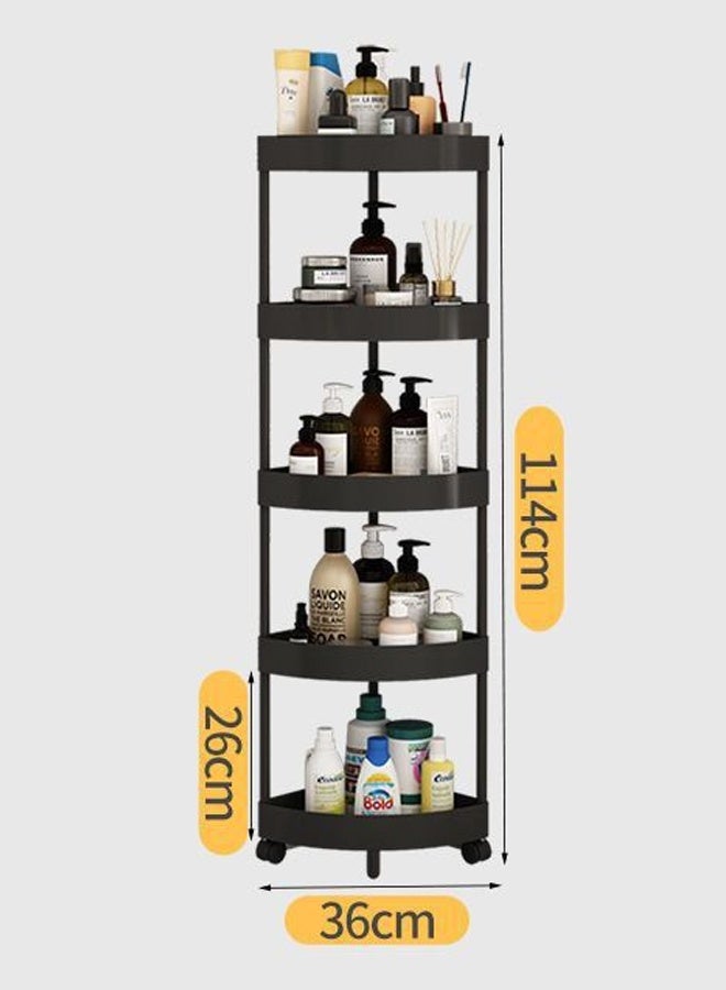 HQ-GAMING 5-Tier Storage Cart, Triangle Corner Shelf Rack, Utility Rolling Cart Kitchen Storage Organizer, Mobile Shelving Unit Cart with Wheels for Bathroom, Laundry, Living Room (Black)  - Image 2