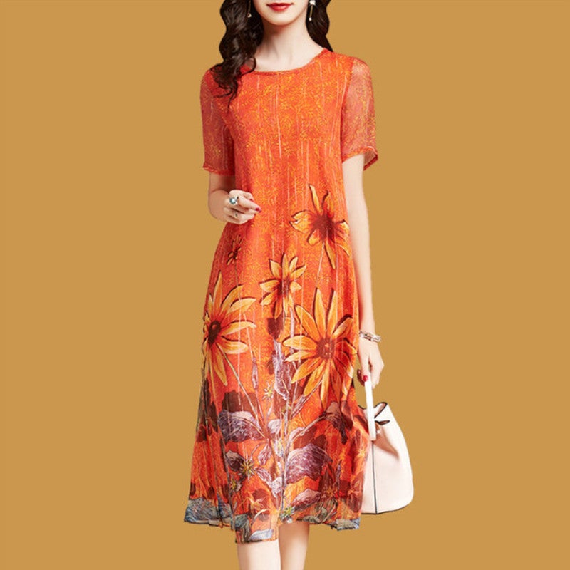 Summer Floral V-Neck Midi Dress 01 Red 01 Red - Image 5