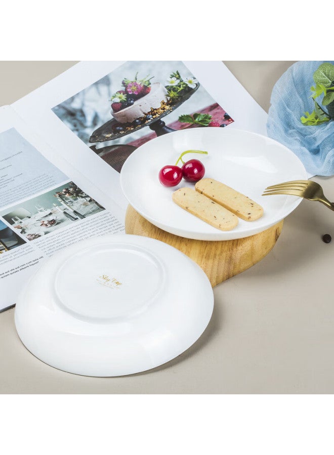 Sky Top Ceramic Deep Dish Plates, Pure White Bone China Plates For Home And Restaurant Use, 7-inch Dinner Plates, 4-piece Set - Image 4