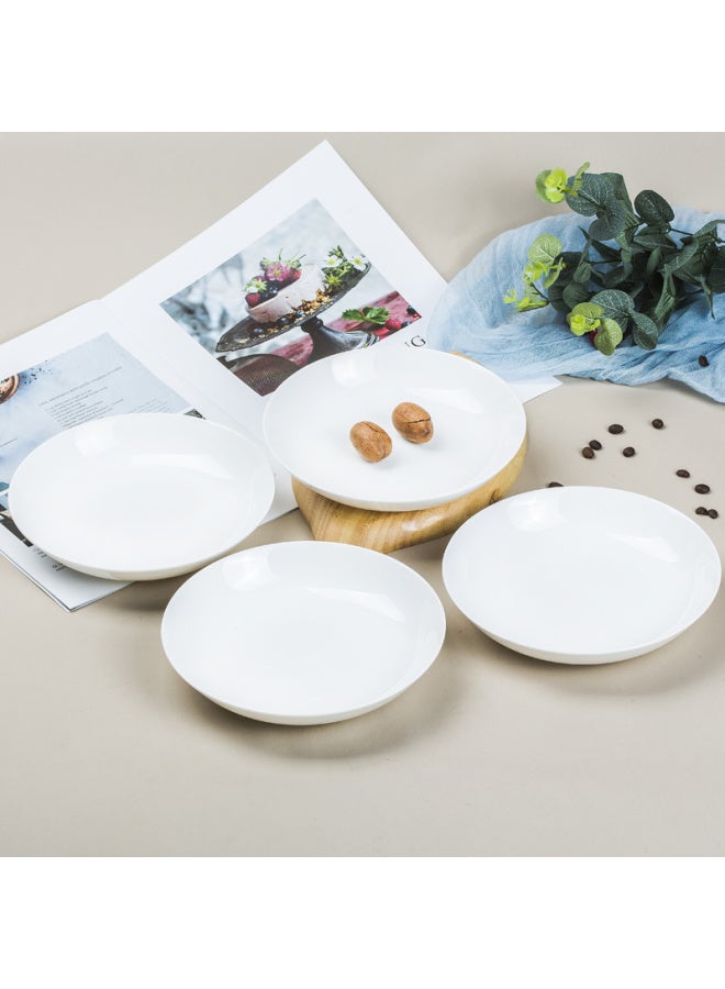 Sky Top Ceramic Deep Dish Plates, Pure White Bone China Plates For Home And Restaurant Use, 7-inch Dinner Plates, 4-piece Set - Image 2