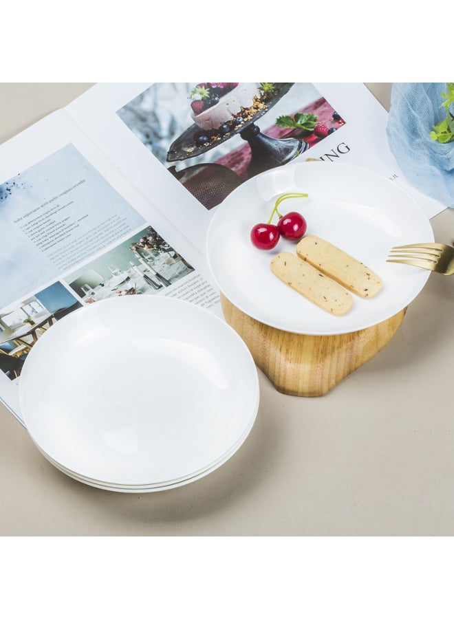 Sky Top Ceramic Deep Dish Plates, Pure White Bone China Plates For Home And Restaurant Use, 7-inch Dinner Plates, 4-piece Set - Image 3