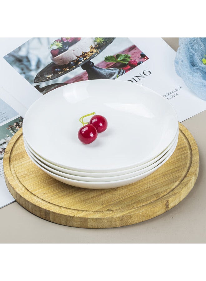 Sky Top Ceramic Deep Dish Plates, Pure White Bone China Plates For Home And Restaurant Use, 7-inch Dinner Plates, 4-piece Set - Image 5